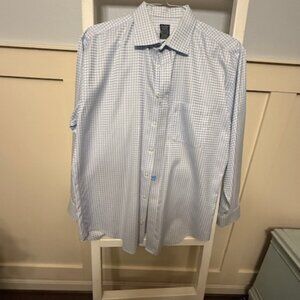 MEN's Size 16 1/2 X 32X33 Pronto Uomo  Gingham Button-Down Shirt – Blue/White